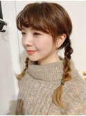 おさげヘアアレンジ