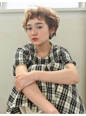 【juno】マッシュショートパーマ☆ハイトーンベージュカラー