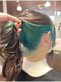 インナーカラーターコイズ/セミロング