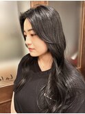 【白石】ロングレイヤーブリーチなしブルーブラック原宿学割