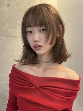 ナループロアボタン(Nalu pu loa BOTAN) 切りっぱなしミディアム/姫カット/ベージュカラー