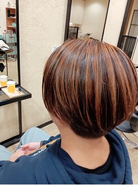 エイチ エアー ダヴ H air DAV調布北口 バレイヤージュハイライト オレンジカラー