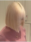 13656金髪マロンベージュブロンドニュアンスカラーベージュボブ