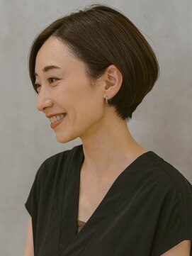 ナチュラル(NATURAL) 丸みショート前髪なし綺麗40代50代60代大人可愛い