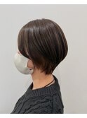 ショート丸みアッシュ系カラー