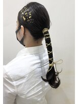卒業式　成人式　振袖　袴　着付け　ヘアセット　金箔ヘアM322
