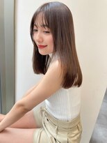 ノク(nok)&nbsp;アッシュブラウンストレート_カーキグレージュフェザーバング