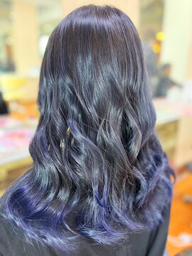 アークスヘアー 10代20代30代大人かわいい艶感裾カラーネイビー