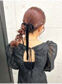 【Anli☆岩瀬萌】タイトツインアレンジ 金箔 結婚式ヘアセット
