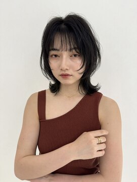 アース 高崎店(HAIR & MAKE EARTH) レイヤーカット_くびれボブ_ニュアンス_ナチュラルブラック