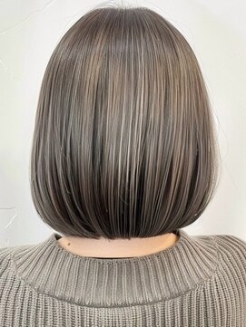 ネックス 表参道本店(nex) デザインカラーレイヤーカットウェットヘアオリーブベージュ白髪