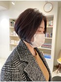 【CROP】ショートボブ×ボルドーベージュ