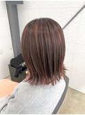白髪ぼかしハイライト×ピンクカラー