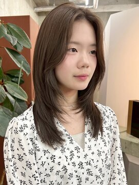 ノード(NODE) 栄フェイスレイヤーカットカラー透明感ナチュラルミディアム