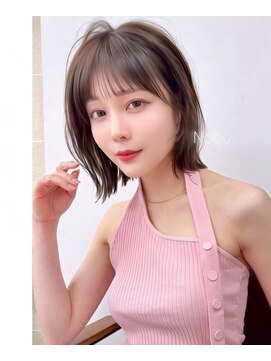 ミニボブレイヤー/レイヤーカット/グレーブラウン/顔周り/仙台