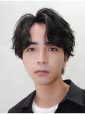 仙台フェザーパーマニュアンスパーマセンターパート刈り上げ無し