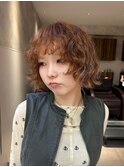朝5分で決まる♪くるくるパーマ×オレンジベージュの抜け感ボブ