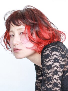 テトヘアー(teto hair) BOB［レッドブラウン×ビビッドレッド・カール］