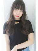 ゆる巻きロングぱっつんシースルーバング【池袋】