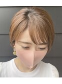 小顔ショート × ハニーベージュ