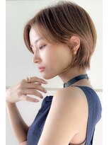 フラミューム 恵比寿(flammeum)&nbsp;大人可愛い20代30代40代黒髪前下がりショートボブ丸みショート