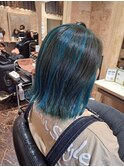 ターコイズ ハイライト&インナーカラー