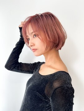 ロンドエニカ 大宮(Lond enika) 切りっぱなしボブエアリーロング美髪ピンクブラウン[大宮]