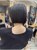 黒髪/ボブウルフ/ネビージュ/小顔/ワンレン/髪質改善/前髪