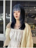 ルーツカラー　ネイビーブラック×pale blue
