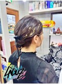 【ヘアセット】 パールと金箔が輝くエレガントシニヨン /茅ヶ崎