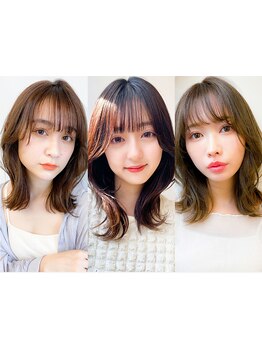 印象を左右する前髪・顔まわりデザインをmm単位までこだわったカットであなたに1番似合うスタイルに◎