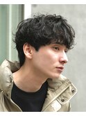 シャドウパーマメンズカット無造作パーマ大きめカールラフパーマ