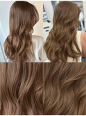 ヘーゼルベージュ　ブリーチなし　レイヤーカット　海外風