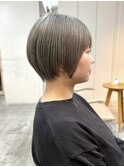 透明感カラー ボブ 前髪 ショート カラー ブリーチ&ダブルカラー