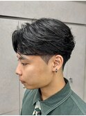 メンズセンターパートウルフセンターパートニュアンスパーマ襟足