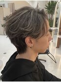 フェザーショート×ホワイトハイライト［長野市/メンズパーマ］