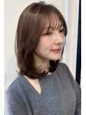 顔まわりレイヤー/ワンホンレイヤー/モカベージュ/20代30代