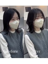 アズリーム(a'threem)&nbsp;顔まわりレイヤー×くびれミディ｜髪質改善で叶う艶ミディ