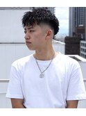 七三オールバックツイストパーマかき上げヘアコンマヘア190