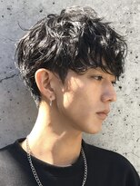 前下がりマッシュソフトツイストスパイラルパーマツーブロック