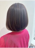 白髪ぼかしハイライト　大人ボブ