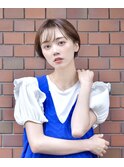 大人可愛い20代30代40代黒髪前下がりショートボブ丸みショート◎