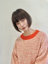ミニボブ暗めグレージュフルバングマチルダボブ