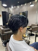 ハイライト マッシュパーマ ウルフ アッシュブラック