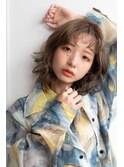 小顔外ハネミディアムアッシュ20代30代40代くびれミディ韓国ヘア