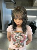 rireイメチェン前髪アンブレラカラーこなれミディウェーブパーマ