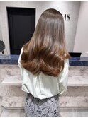 ゆるふわロングベージュカラーブリーチしない透明感カラー