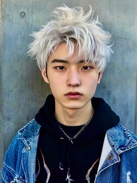 ネハス ナガオカ(nehus.nagaoka) ブリーチ/フェザーパーマ/グレー/パンク,