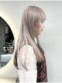 ハイトーンカラー顔周りレイヤーカットブロンドデザインカラー