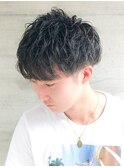 爽やかメンズ☆無造作ツーブロックマッシュナチュラル黒髪